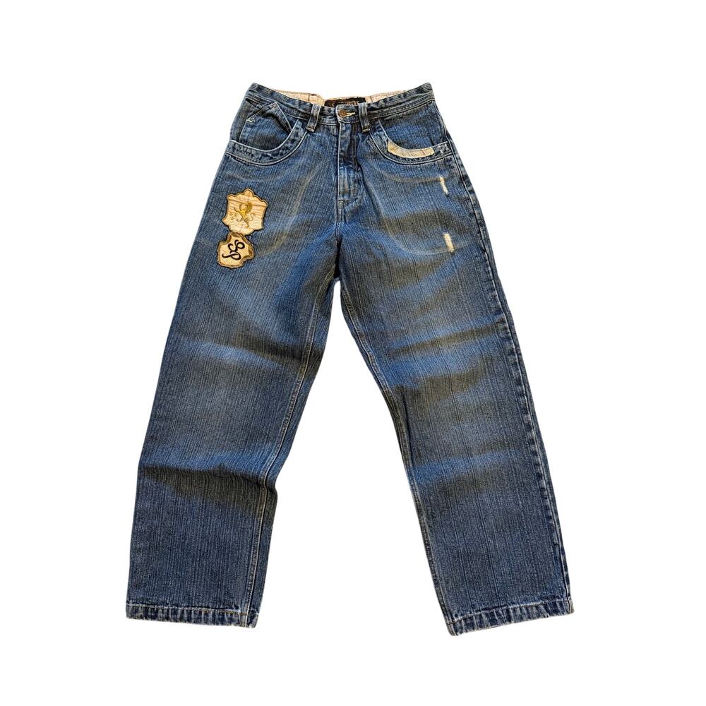 Y2K Southpole Baggy Embroidered Crest Patches Jeans Size 29
